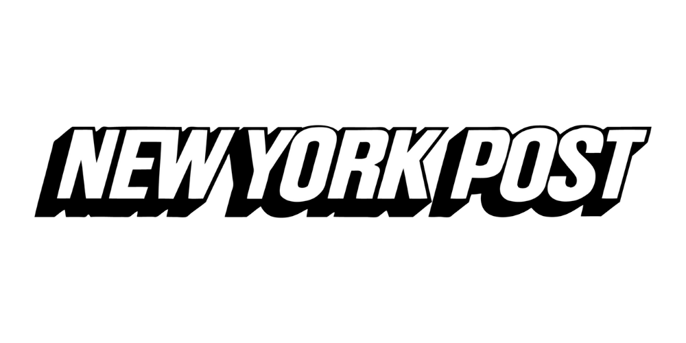 White text 'NEW YORK POST' on a black background.