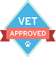Badge with 'Vet Approved' text and a paw print icon.
