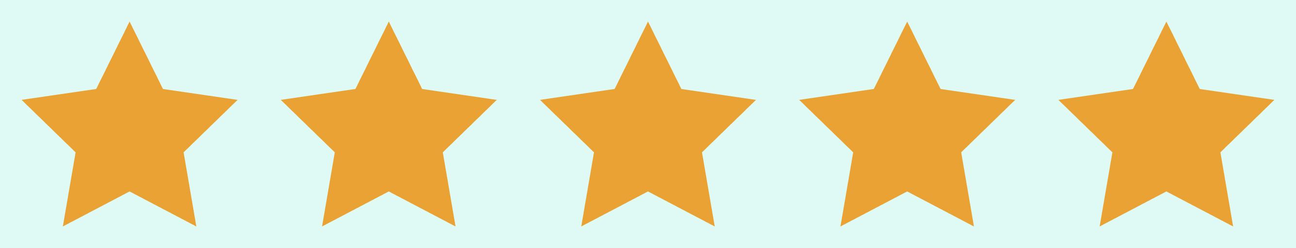 Five golden stars on a light blue background.