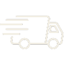 Simple line drawing of a delivery truck with motion lines.