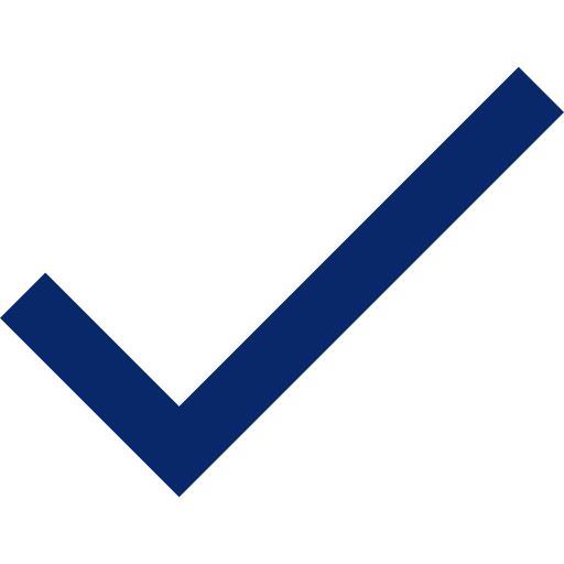 A blue checkmark icon on a white background.