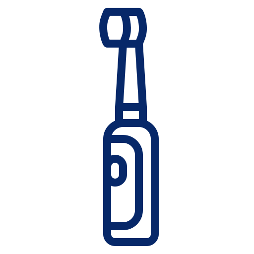 Outline of an electric toothbrush in blue.