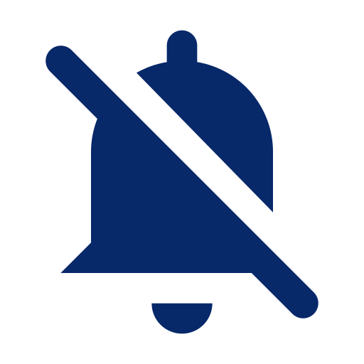 Blue bell icon with a diagonal line through it.