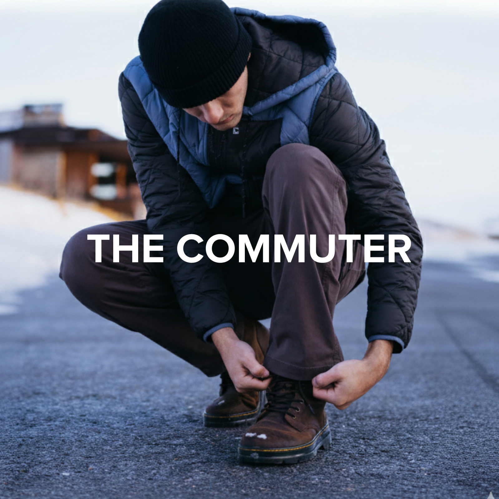 Man n Backyard Quilted Jacket in Flint and Stretch Travel Jean in Cocoa.