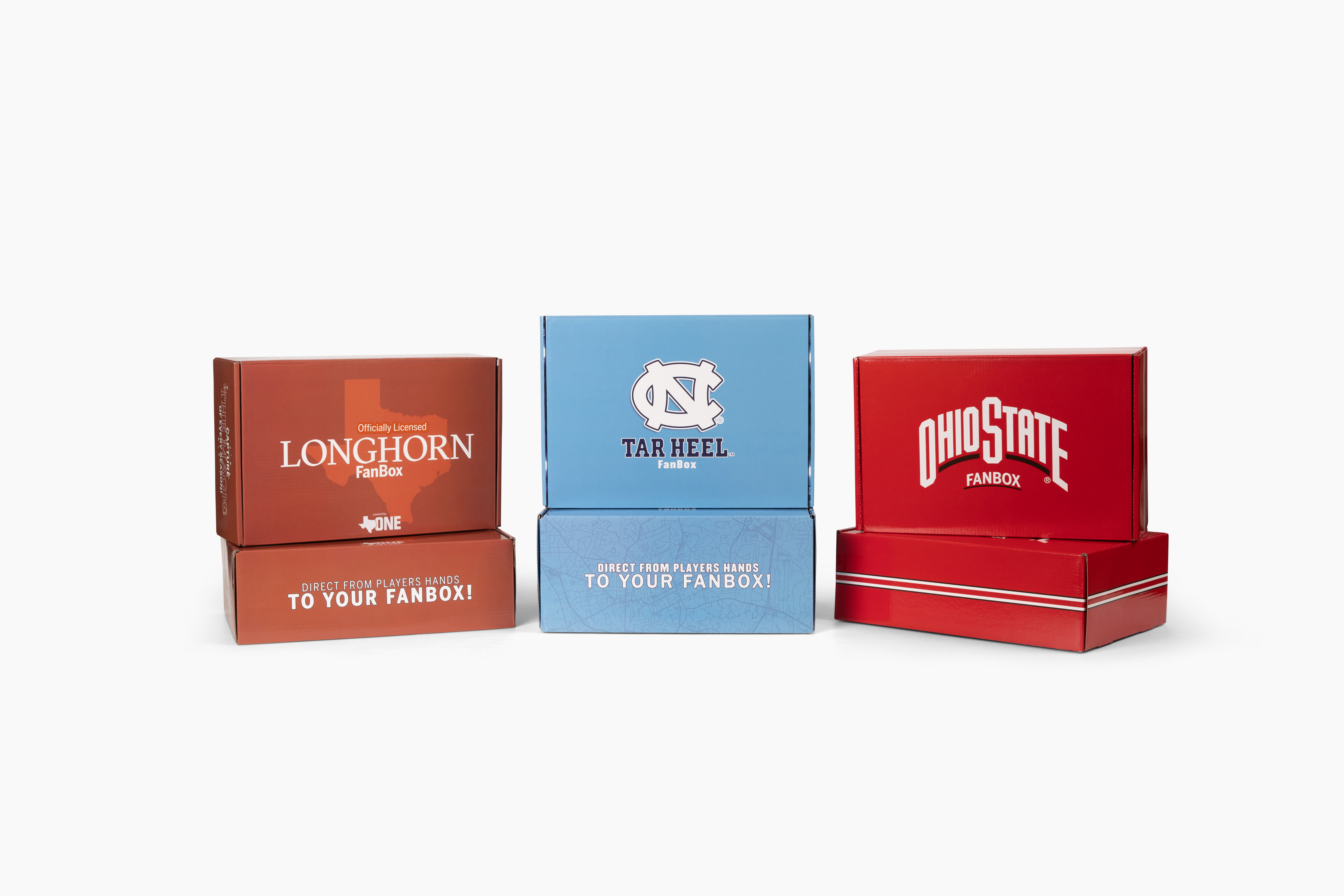 Three colorful sports-themed FanBox packages displayed.