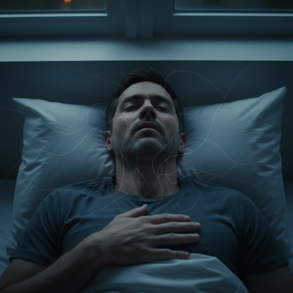 Hand reaching for a blue supplement bottle next to a glass of water.
