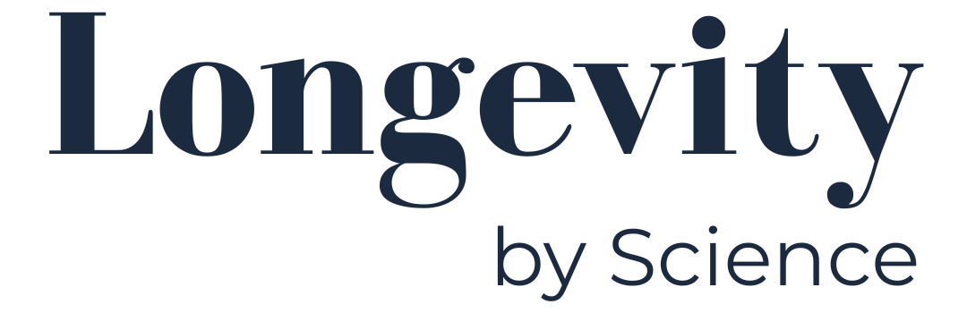 Text logo reads 'Longevity by Science' in dark blue.