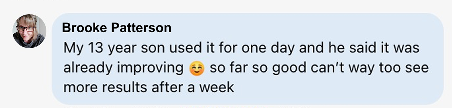 Profile picture and text message from Brooke Patterson about product improvement.