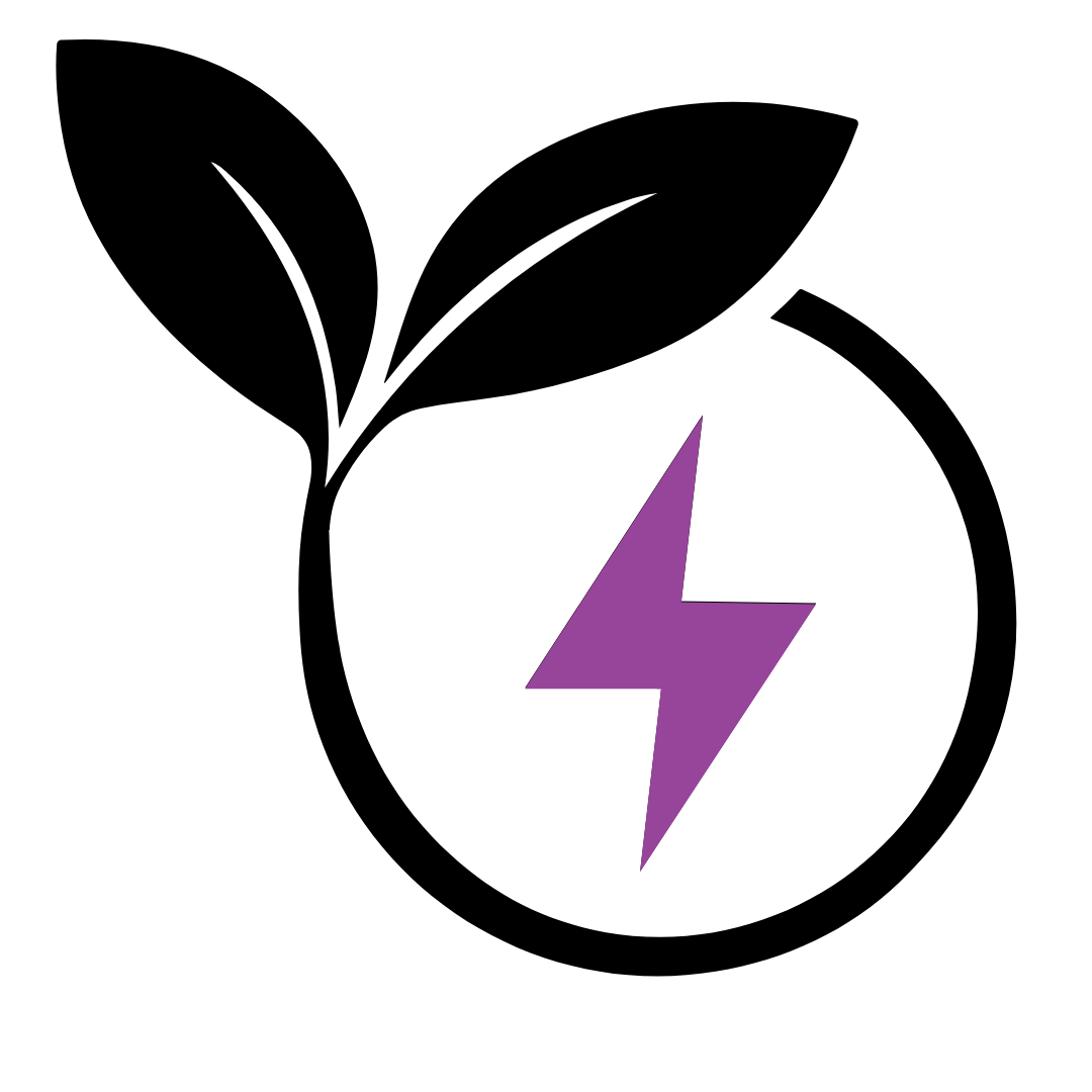 Purple lightning bolt on a black background.