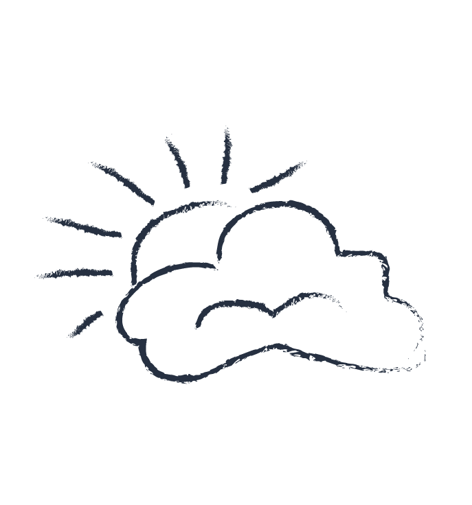 Simple sketch of a sun partially behind a cloud.