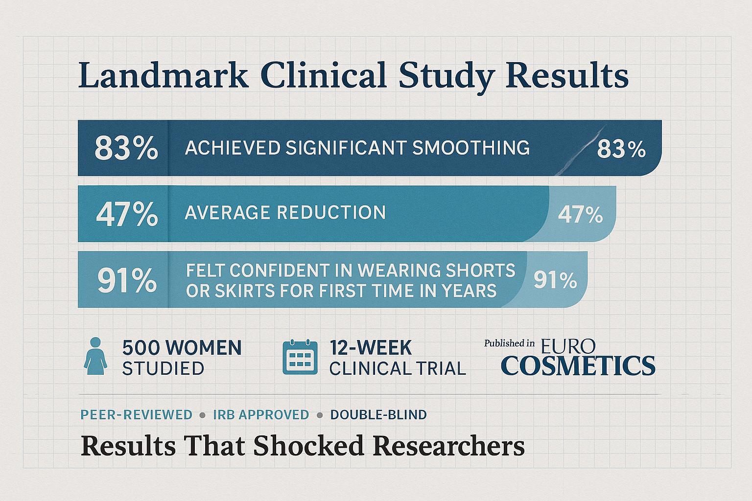 Clinical study results with percentages and information about the trial.