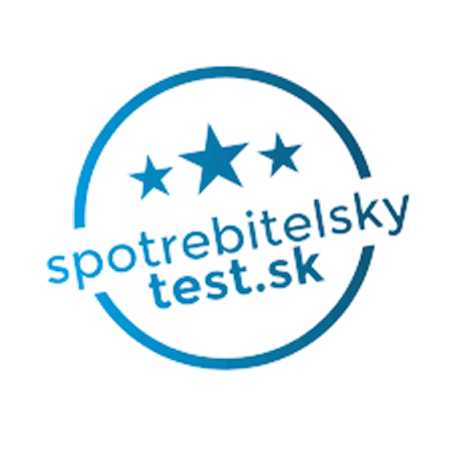 Blue logo with three stars and text 'spotrebitelsky test.sk'.