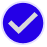 Blue circle with a white checkmark inside.