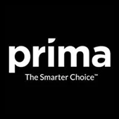 Logo with the text 'prima The Smarter Choice' on a black background.