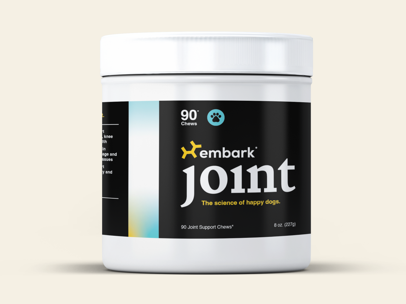 Container of Embark Joint chews for dogs, labeled for joint support.