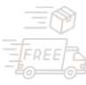 Illustration of a delivery truck with 'FREE' and a flying package.