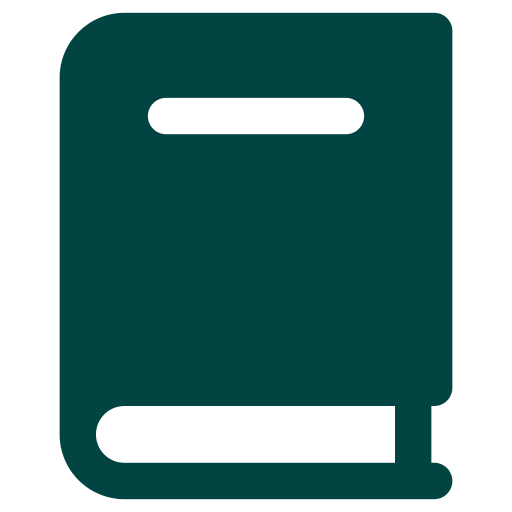 Green book icon with a thick cover and oval indentation.