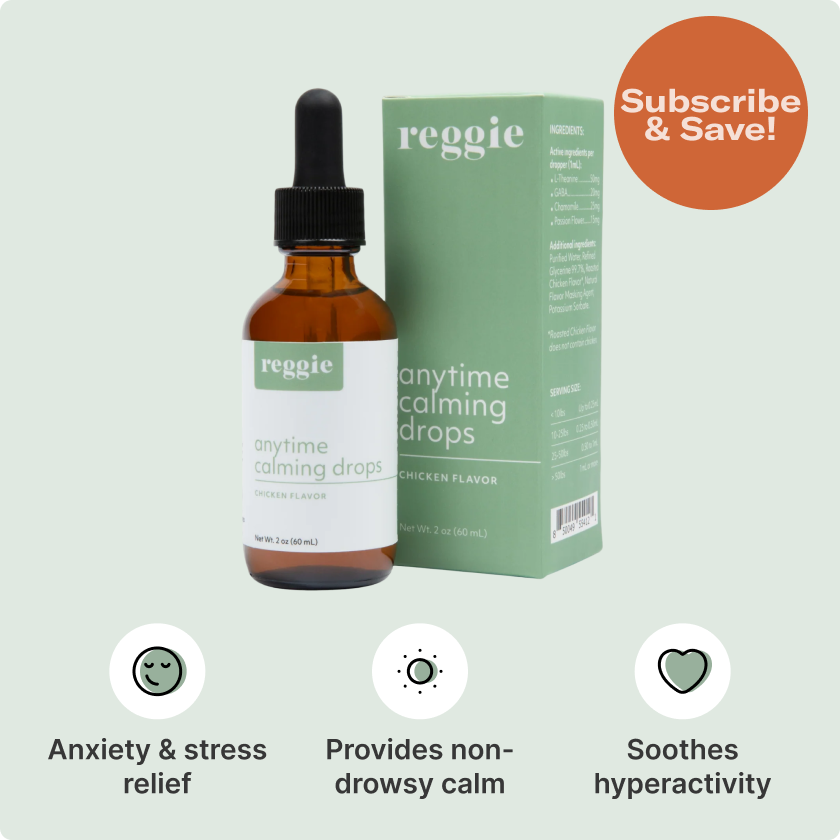 Bottle and box of calming drops with benefits listed below.