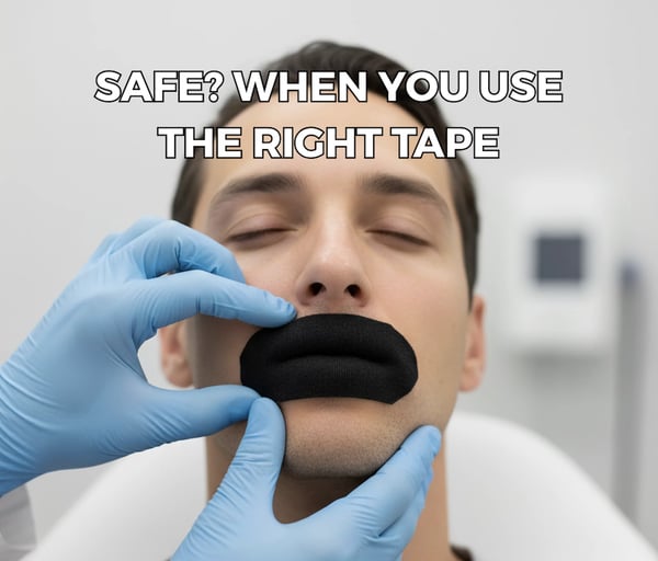 Illustration showing how mouth tape gently keeps lips closed during sleep to encourage nasal breathing and reduce snoring