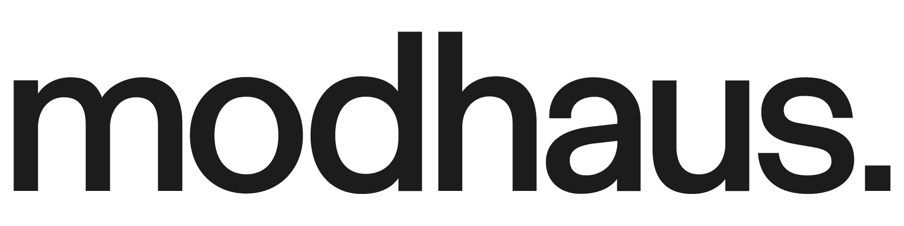 The word 'modhaus.' in a black, lowercase, sans-serif font on a white background.