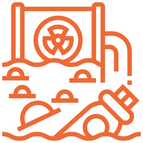 Orange outline of a hand holding a plug near a fan and pipes.