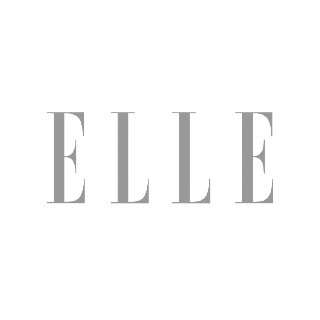 The word 'ELLE' in a grey serif font on a white background.