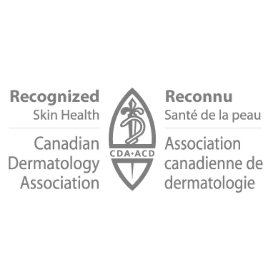 The logo for the Canadian Dermatology Association's Recognized Skin Health program in English and French.