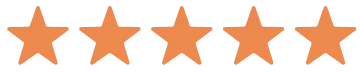 Five orange stars in a row on a white background.