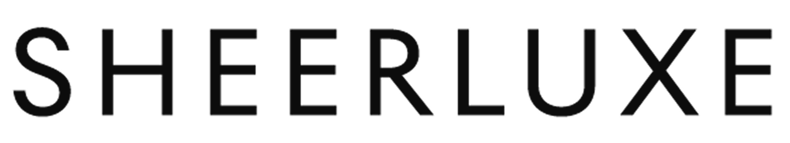 The word SHEERLUXE in a black, sans-serif font on a white background.