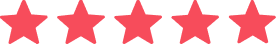 Row of five red stars on a transparent background.