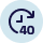 A circular blue icon with a clock arrow and the number 40 inside.