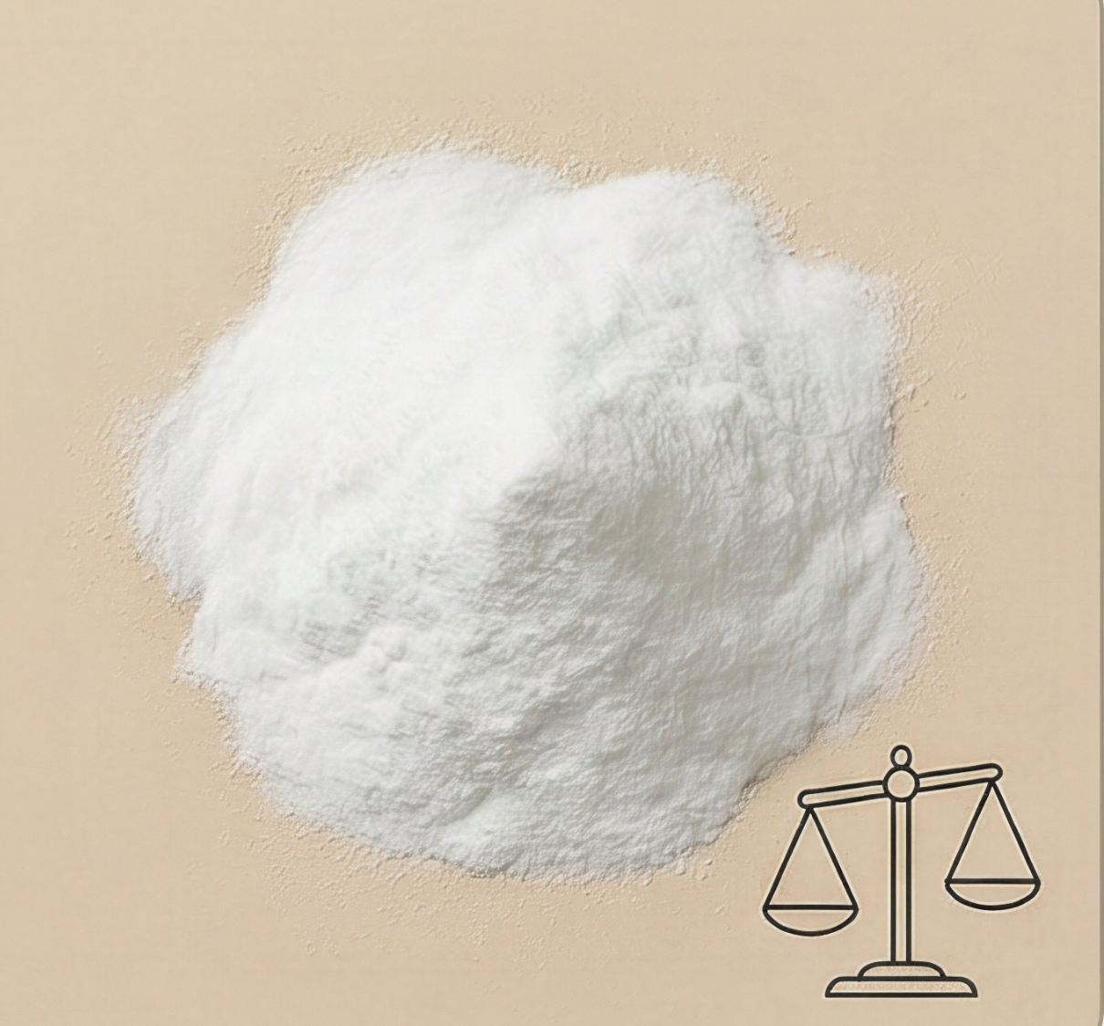 A pile of roasted coffee beans and peppercorns next to the chemical structure of caffeine on a beige background.