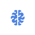 A blue brain icon inside a white circle.