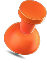 An orange pushpin with a metallic tip.