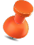 Orange pushpin tilted against a transparent background.