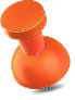 An orange pushpin with a metallic tip.