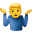 A pixelated emoji of a person with blonde hair in a blue shirt shrugging their shoulders.