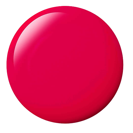 A circular, glossy swatch of bright pink nail polish against a white background.