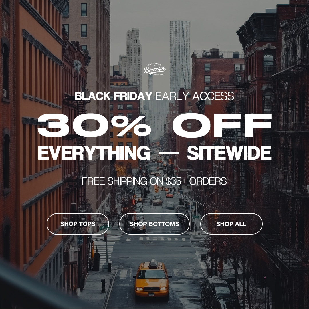 New York street with Black Friday sale text overlay.