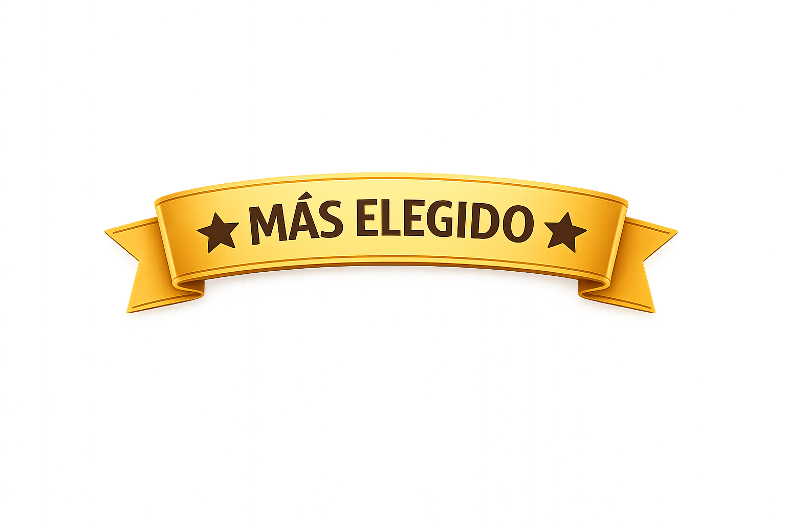 A shiny golden ribbon with the Spanish text 'Más Elegido' between two stars on a gold background.