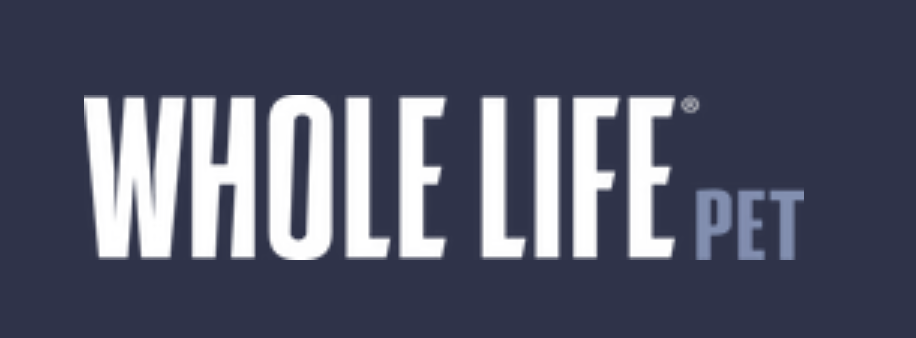 Logo with the text 'WHOLE LIFE PET' on a dark background.