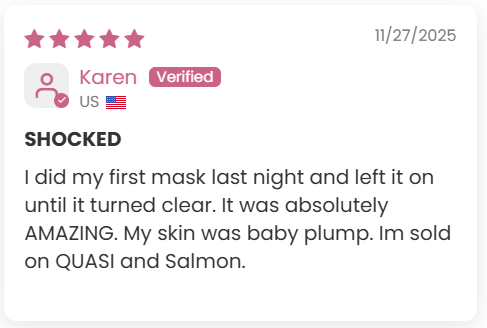 A five-star product review from a verified user named Karen, dated 11/27/2025, with the title 'SHOCKED'.
