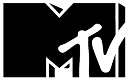 Black and white MTV logo with bold letters.