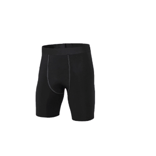 Black cycling shorts on a white background.