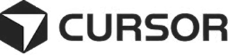 The black and white logo for the company Cursor, featuring a geometric icon and the word 'CURSOR'.