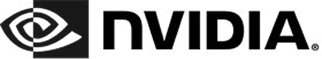 The black and white logo for NVIDIA, featuring a stylized eye symbol next to the company name.