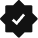 A white checkmark inside a dark, eight-pointed star shape.