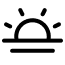 A simple black line icon of a sun rising or setting over the horizon.