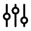 A simple black icon of three vertical control sliders at different levels.