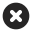 A white X icon with rounded corners inside a dark gray circle.